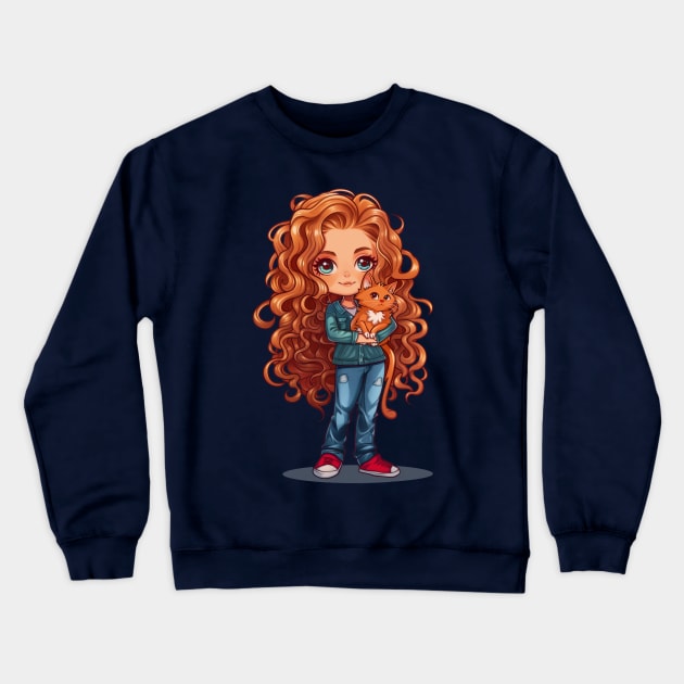 Ginger Girl Ginger Cat Crewneck Sweatshirt by JunkyDotCom